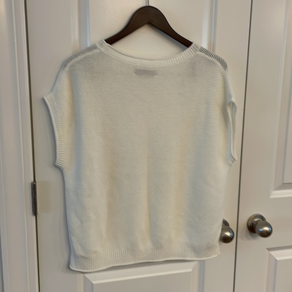 LOFT white knit drop shoulder women’s size Large L short sleeved sweater - Picture 6 of 7